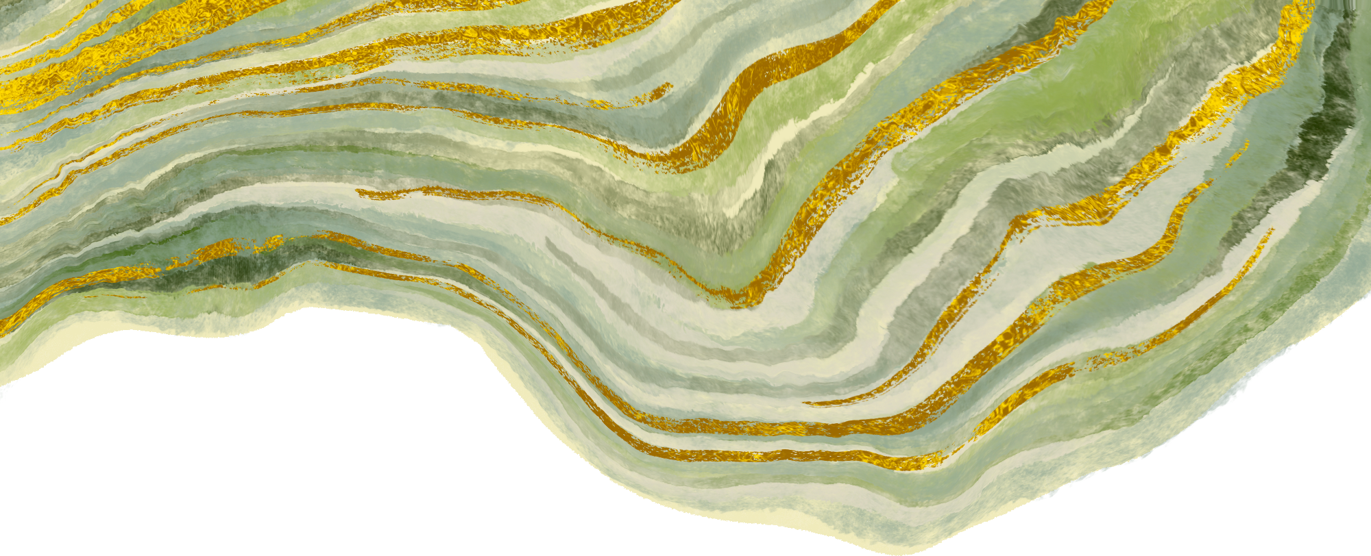 Marbleized Geode Green and Gold Wavy Simplified Border